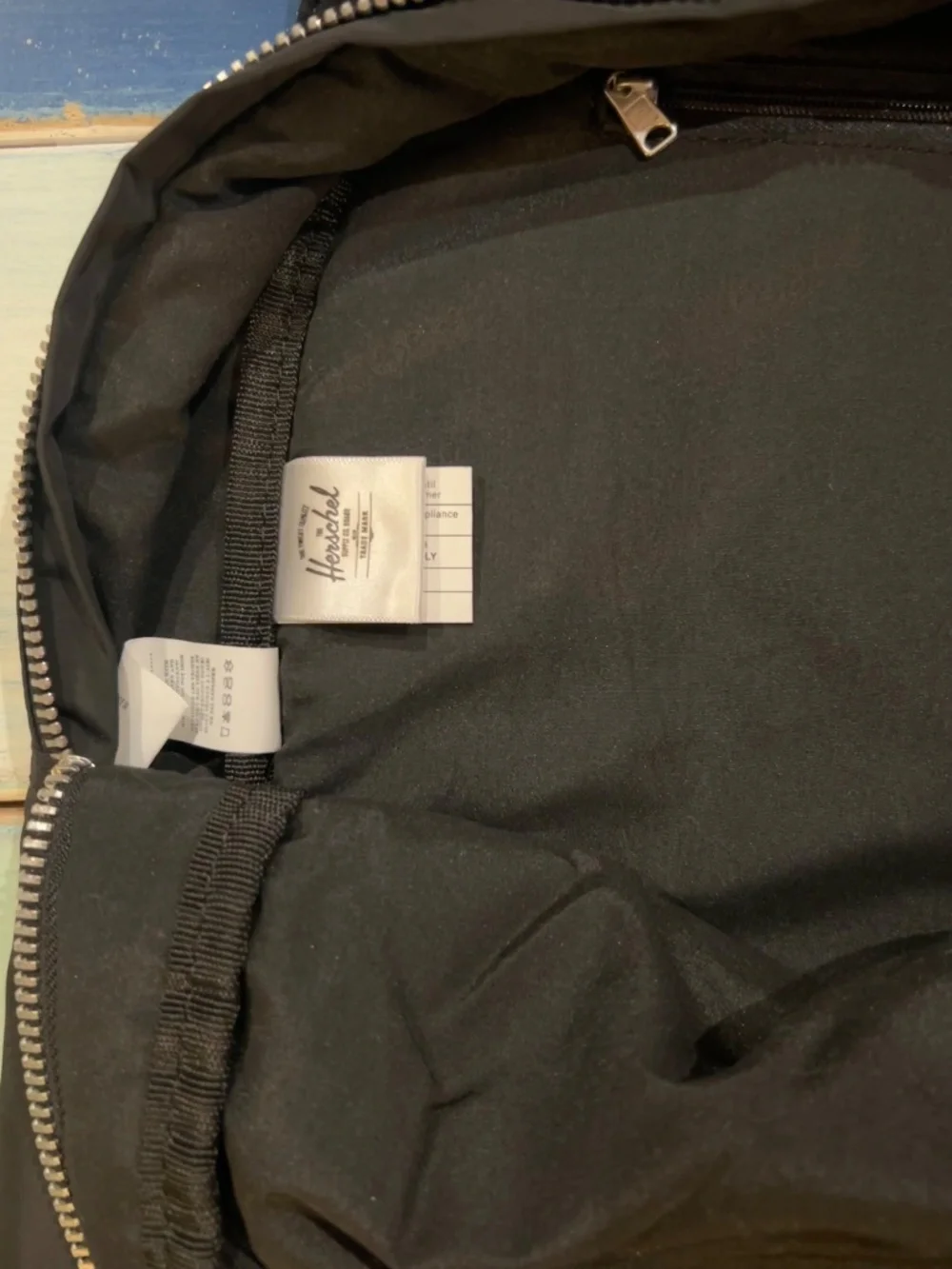 Herschel Supply Co Black Lightweight Nylon Backpack Silver Zippers